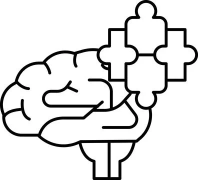 A brain with a puzzle piece in its hand 库存插图