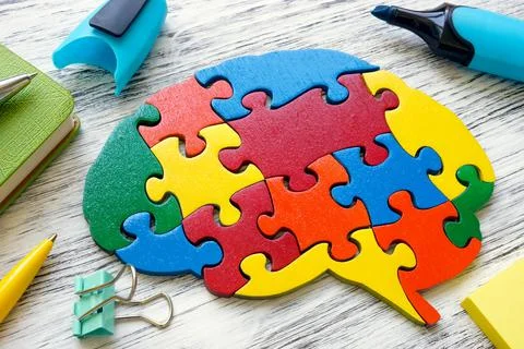 Brain from puzzle pieces. Creativity or learning concept. Stock Photos