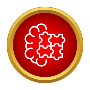Brain with puzzle pieces solving problem concept icon Stockillustratie
