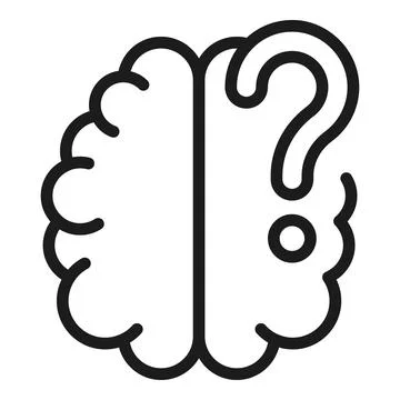 Brain question icon outline vector. Human mind 库存插图