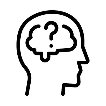 Brain question mark icon vector outline illustration 스톡 일러스트