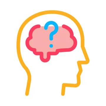Brain question mark icon vector outline illustration 스톡 일러스트