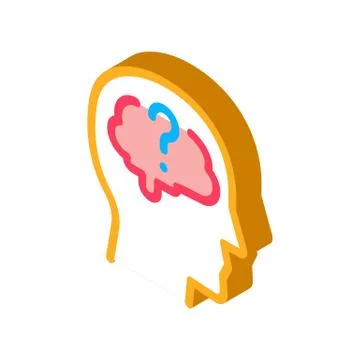Brain question mark isometric icon vector illustration 스톡 일러스트