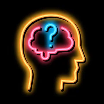 Brain question mark neon glow icon illustration Stock Illustration