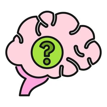 Brain with question mark showing confusion and memory loss Stock Illustration