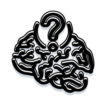 Brain questioning uncertainty and seeking knowledge icon Stockillustratie