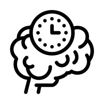 Brain reaction time icon vector outline illustration Illustrazione stock