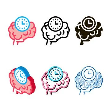 Brain reaction time icon vector outline multipack Stock Illustration