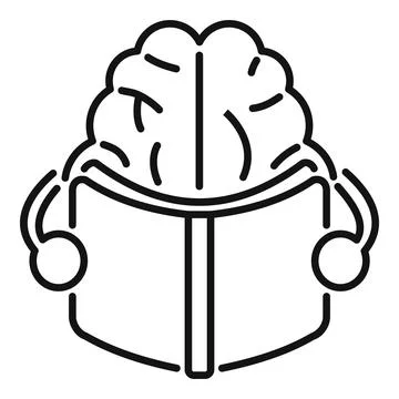 Brain reading book gaining knowledge icon Stock Illustration