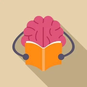 Brain reading book increasing knowledge and learning Stock Illustration