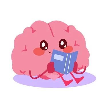 Brain Reading Book Knowledge Cartoon Concept Vector Illustration Stock Illustration