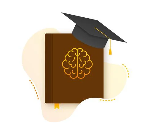 Brain reading a book. Reading for exam, knowledge, studying. Vector stock Stock Illustration