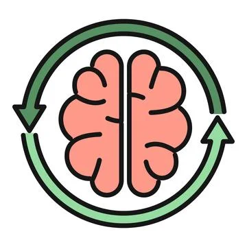 Brain recycling knowledge and continuous learning cycle icon 스톡 일러스트