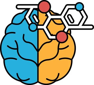 Brain with a red and blue section Illustrazione stock