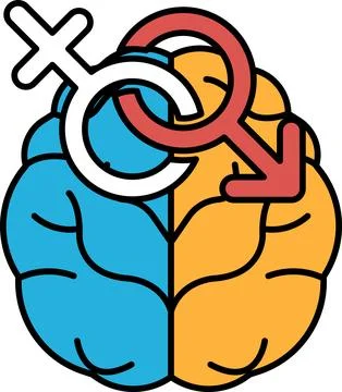 A brain with a red arrow pointing to the right Stock Illustration