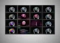 brain in red color of medical screen display Illustration
