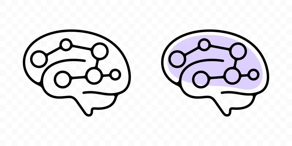 Brain, reinforcement Learning and artificial, intelligence, graphic design 库存插图