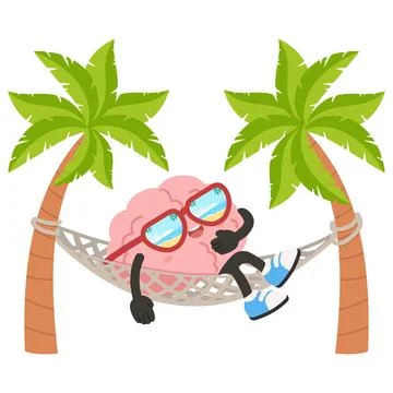 Brain relaxing on hammock between palm trees Ilustración de archivo