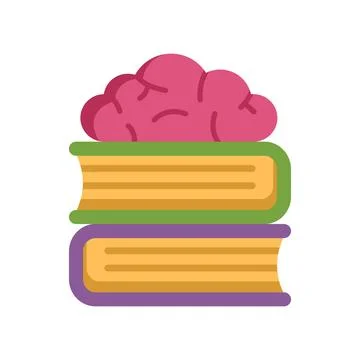 Brain resting on stack of books symbolizing knowledge and learning Stock Illustration