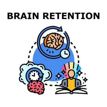 Brain retention concept with memory and learning process Stock Illustration