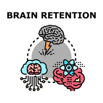 Brain retention concept visualizing memory, learning, and thought processes Stock Illustration