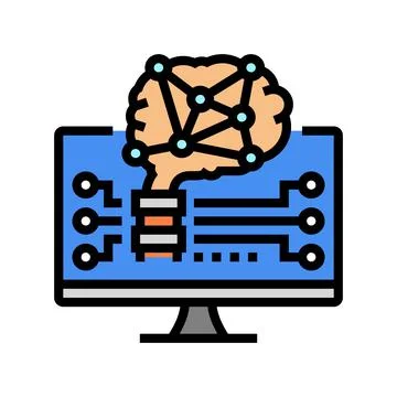 Brain robot color icon vector illustration Stock Illustration