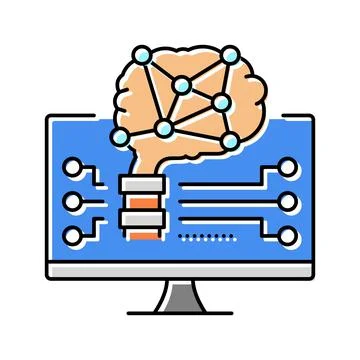 Brain robot color icon vector illustration Stock Illustration