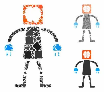 Brain robot Composition Icon of Ragged Items Illustrazione stock