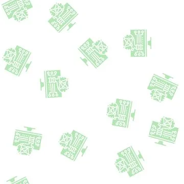 Brain robot glyph seamless pattern Illustrazione stock