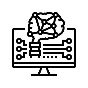 Brain robot line icon vector illustration Stock Illustration