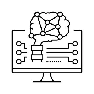 Brain robot line icon vector illustration Stock Illustration