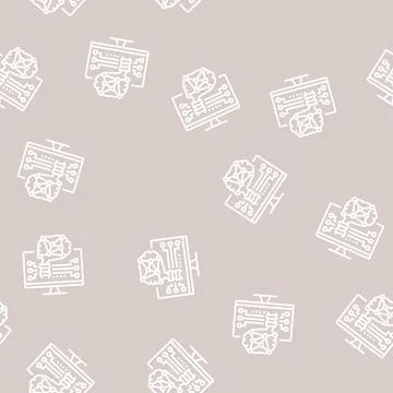 Brain robot line seamless pattern Illustrazione stock