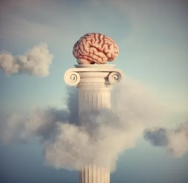 Brain on the Roman column Stock Illustration