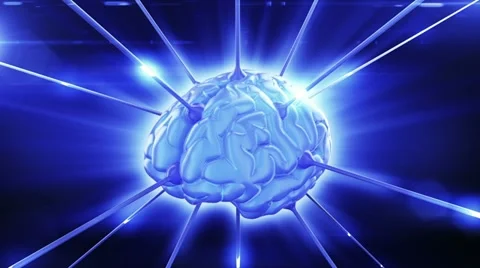 Brain rotating in dataflow. Looped abstract animation. HD 1080. Stock-Footage 12015433