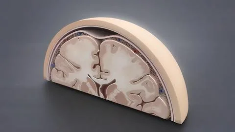 Brain rotating showing half section of the brain. イラスト素材