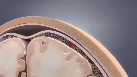 Brain rotating showing half section of the brain. Stock Illustration