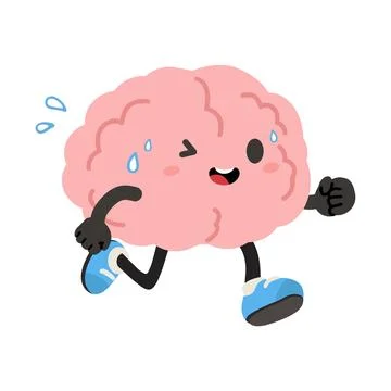 Brain Running And Sweating Showing Exercise And Energy Ilustración de archivo
