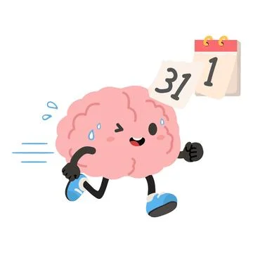 Brain Running With Calendar Showing Time Management Stock Illustration