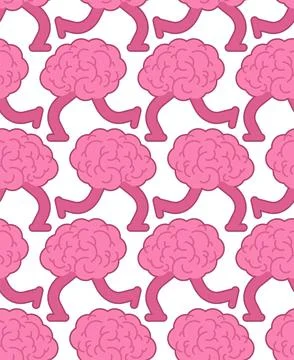 Brain is running pattern seamless. Runaway brains background. Brain drain con Stock Illustration