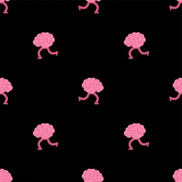 Brain is running pattern seamless. Runaway brains background. Brain drain con Stock Illustration