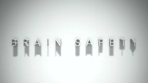 Brain safety 3D title animation white text on a white background Stock Footage 299426528