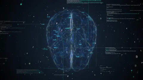 Brain scan technology. 3D Animation of Human Brain. Artificial Intelligence Stock Footage 154349877