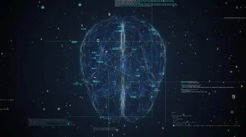 Brain scan technology. 3D Animation of Human Brain. Artificial Intelligence Stockillustratie