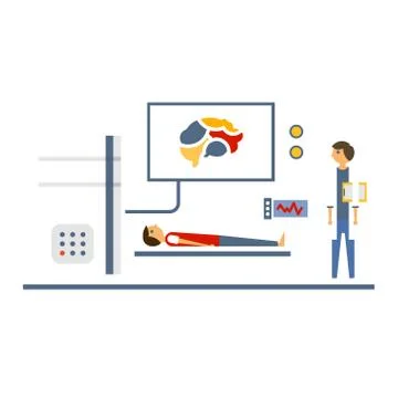 Brain Scanning, Flat Vector Illustration. Stock Illustration