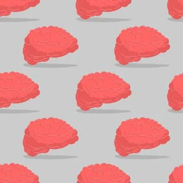 Brain seamless pattern. Central organ of nervous system pattern. Mind texture Stock Illustration