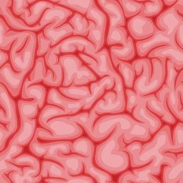 Brain seamless pattern with pink tissue texture Stock Illustration