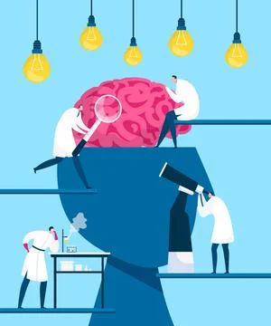 Brain searching idea, discovery vector illustration. Intelligence and creativity Stock Illustration