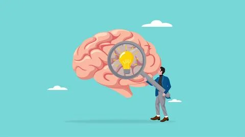 Brain searching idea, looking for new business strategies or opportunities,.. 库存插图