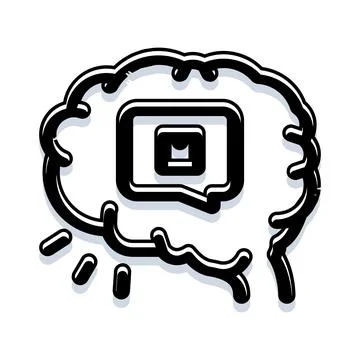 Brain sending message in thought bubble design Stock Illustration