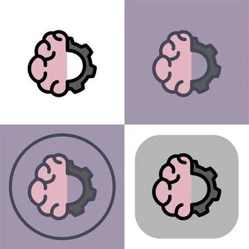 Brain settings symbol - artificial intelligence icon イラスト素材